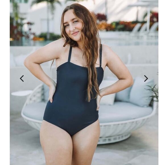 Modest Simple Black Adjustable Strap One Piece Swimsuit- Size XL - Picture 6 of 13